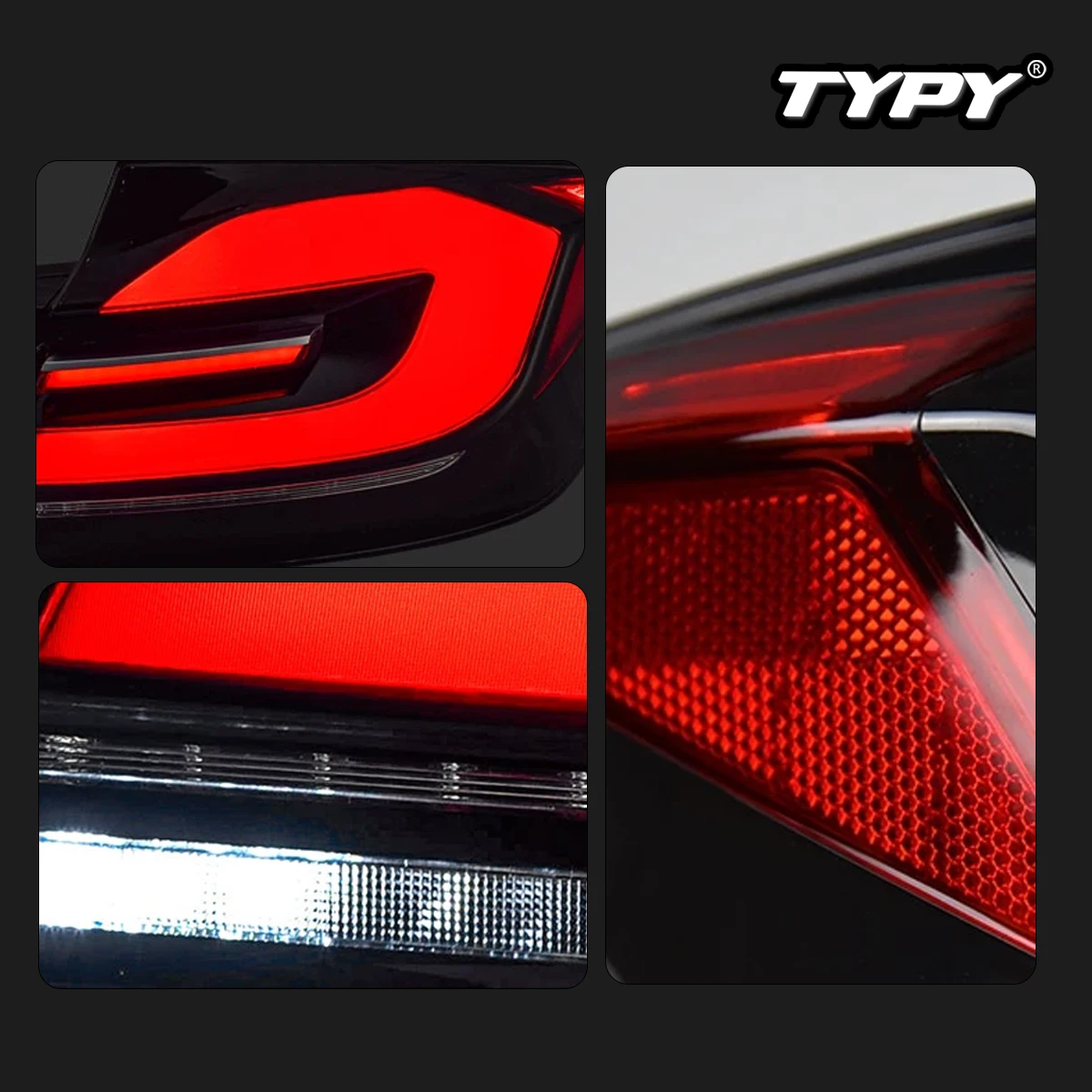 TYPY Car Lights For BMW 5 Series F10 Taillights 2011-2017 Through Rear Lamp Dynamic Information Turn Signals Auto Accessories