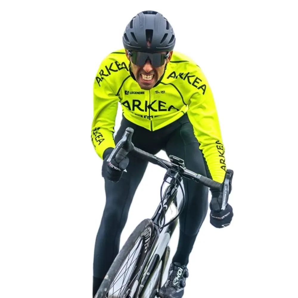 Winter Cycling Pro Team Arkea Samsic Fluorescent Color Jacket Thermal Fleece Bicycle Jersey Roupa Ciclismo Hombre Bike Apparel