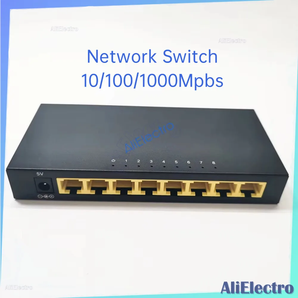 

8 Port Gigabit Ethernet Network Switch 10/100/1000Mpbs HUB Desktop LAN Switcher Adapter Metal case