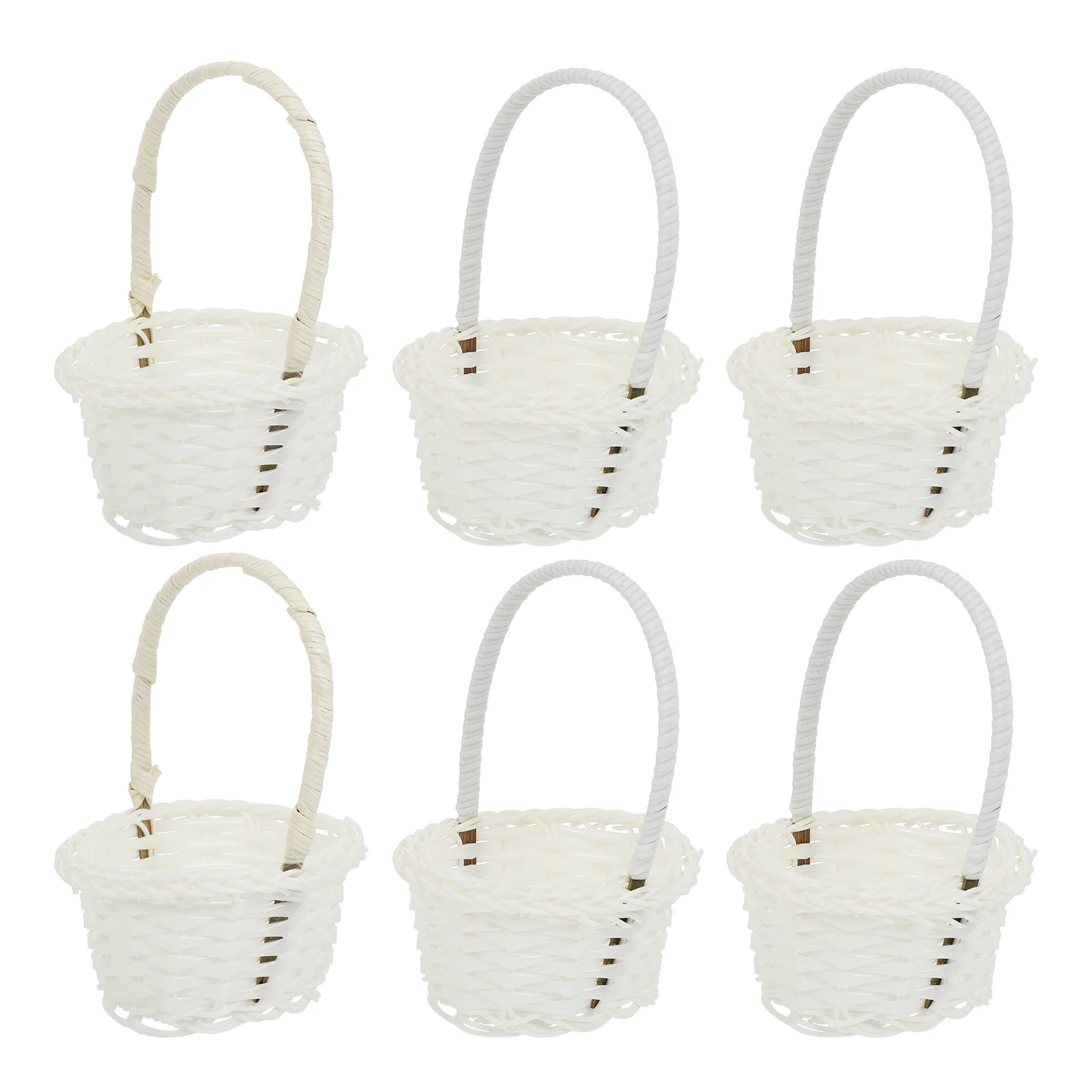 6 Pcs Rattan Basket Gingham Straw Picking Storage Flower Pots Container Planting with Lid Wicker Plastic