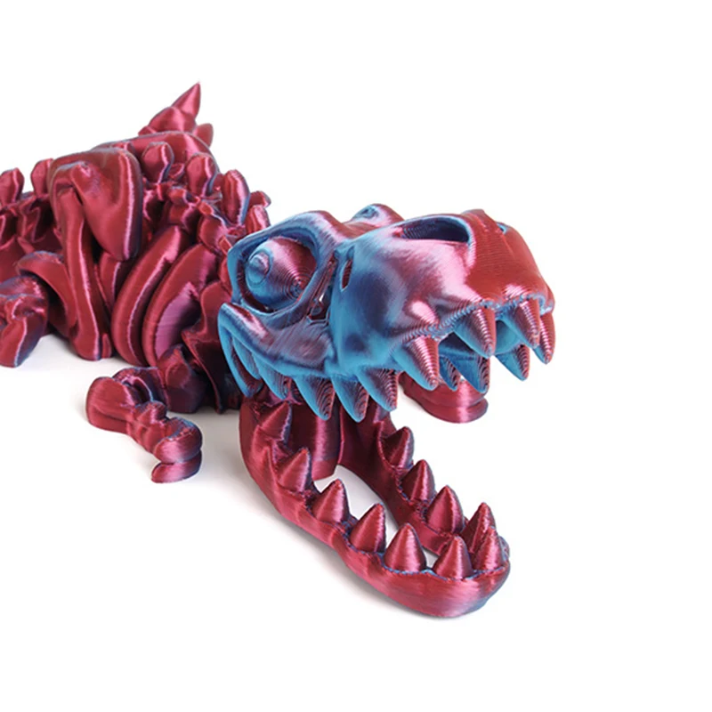 3D Printed Dragon Set Crafts Model Decoration Fidget Toy Rotatable Tyrannosaurus Rex Skeleton Dinosaur Gift for Kids Birthdays