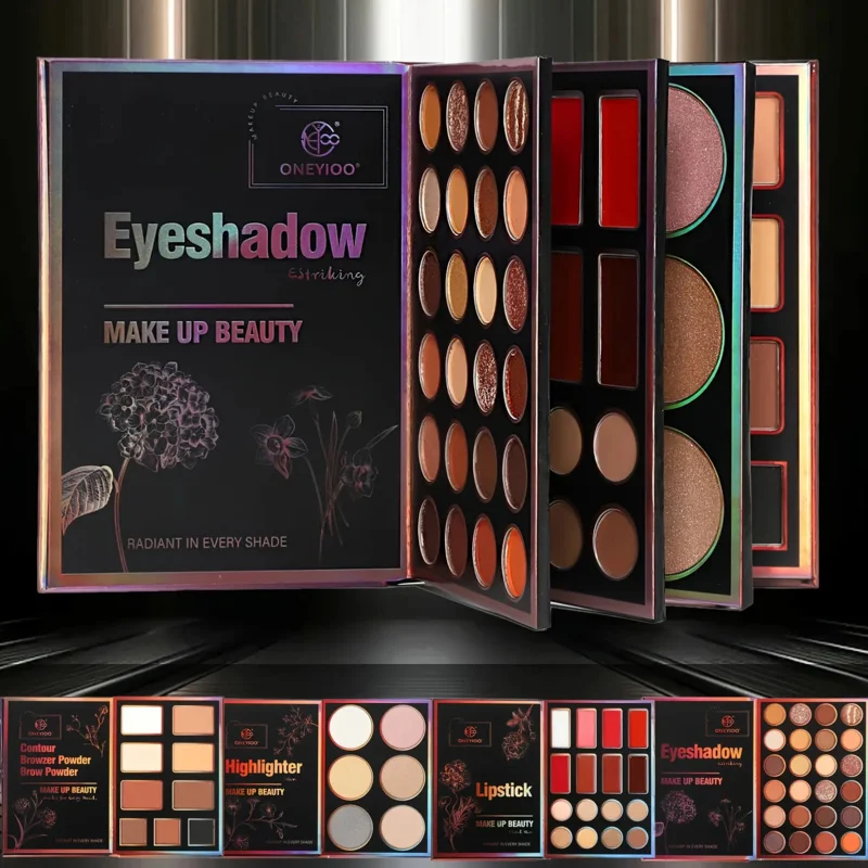 لوحة مكياج مكونة من 55 لونًا مع تصميم مكون من 4 صفحات، تتضمن 24 ظلال عيون غير لامعة، وصبغات شفاه، وأجهزة كونسيلر، وهايلايتر، وتحكم #2