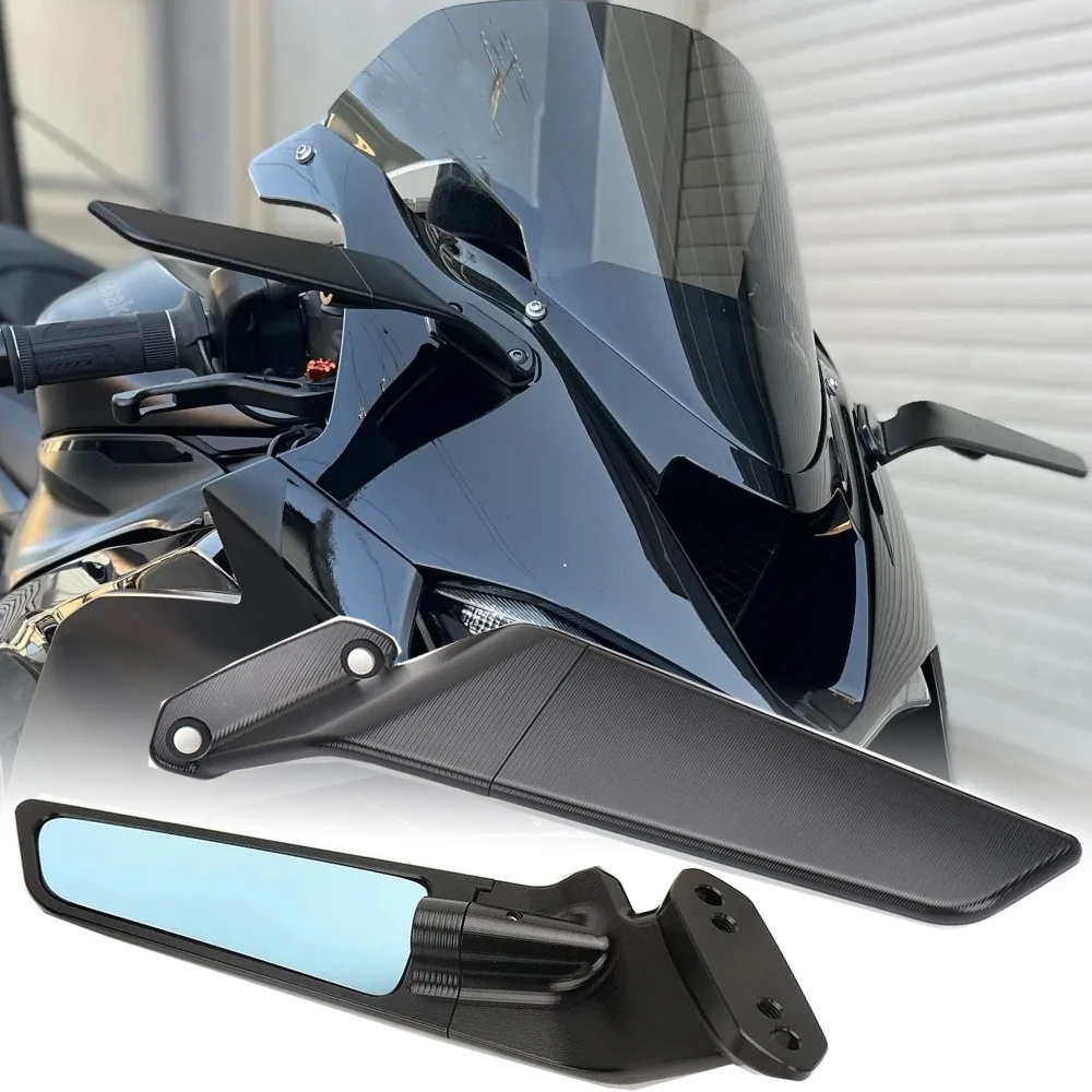 Motorcycle Side Winglet Wind Wing Rotating Rearview Mirror For Kawasaki ZX6R 636 ZX-6R 2019 20 21 22 2023 2024 ZX 6R Accessories