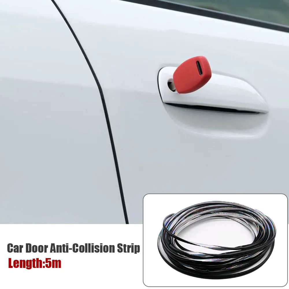 

1Pc 5M Car Door Safety Seal Protection Strip Bright Silver Door Edge Anti-Scratch Anti-Collision Sticker Chrome Styling Strip