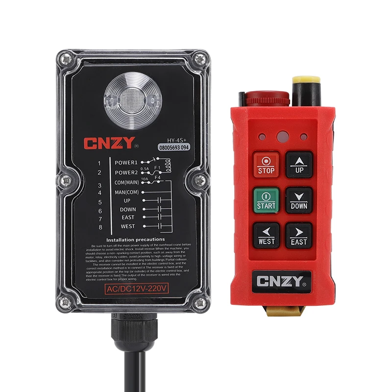 4 Buttons DC 20-240V Single Speed Industrial Wireless Radio Crane Remote Control Switches Winches Hoist Track Crane Lift Control