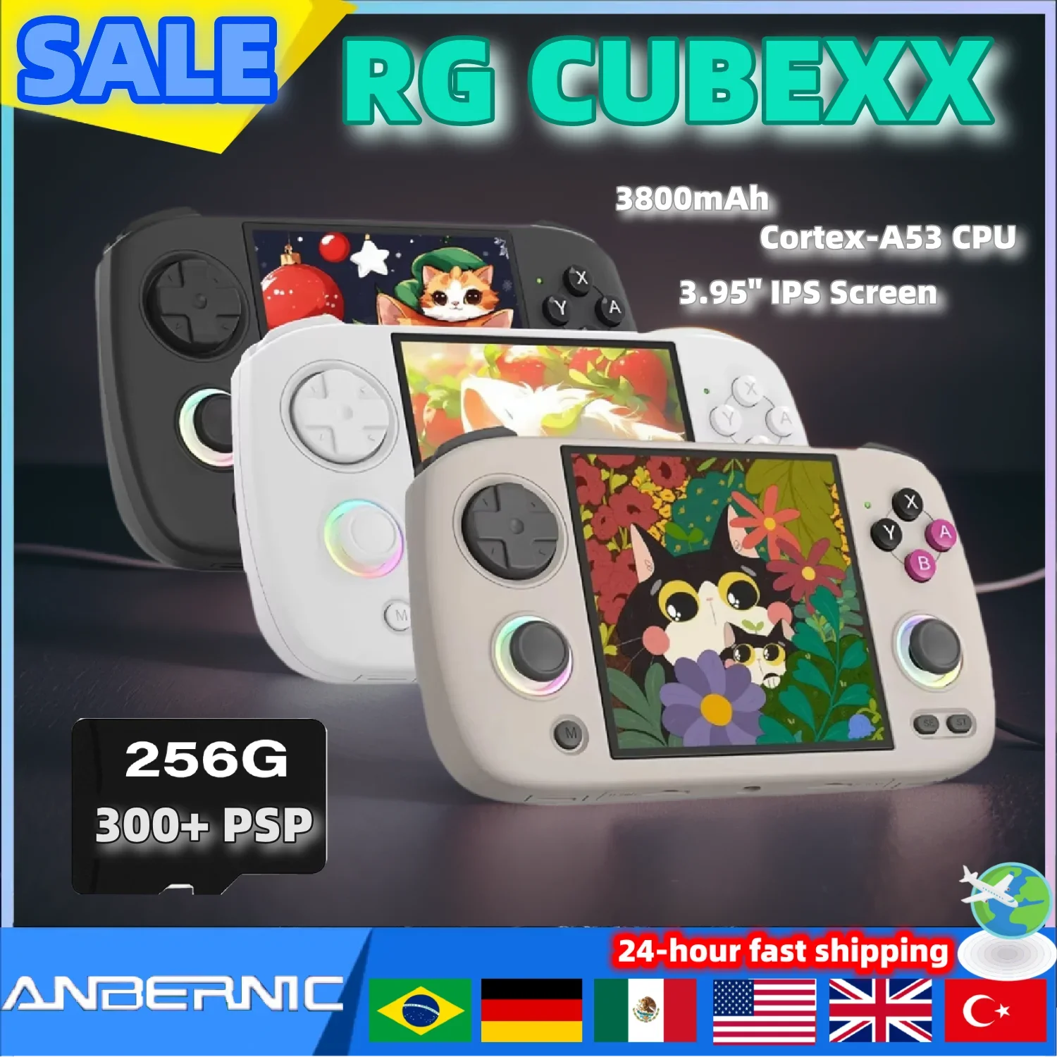 

ANBERNIC RGCubeXX RGCube XX Retro Handheld Games Console Retro Video Gaming Console 3.95" IPS Screen Linux WIFI Bluetooth PSP