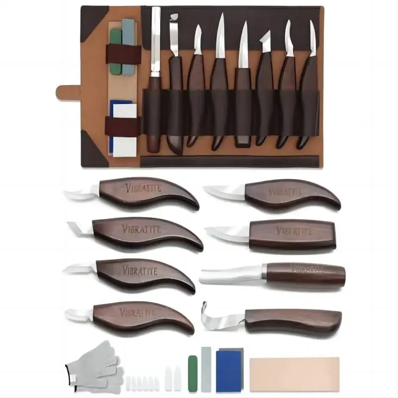 15PCS Wood Carving Knife Set Spoon Whittling File Kit DIY Woodworking Tools for Art Craft Beginners