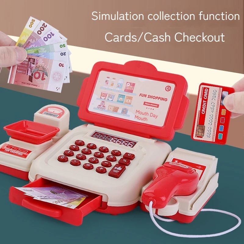 New Product Simulation Supermarket Cash Register Jiajia Children'S Convenience Store Cashier Model Swipe Card Scanning Kids Toys