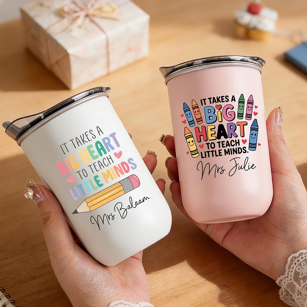 2026 New Cute Cartoon Mini Thermal Mug, Custom Print Coffee Tumbler with Flip Lid for Women Daily Use,Christmas Gift.