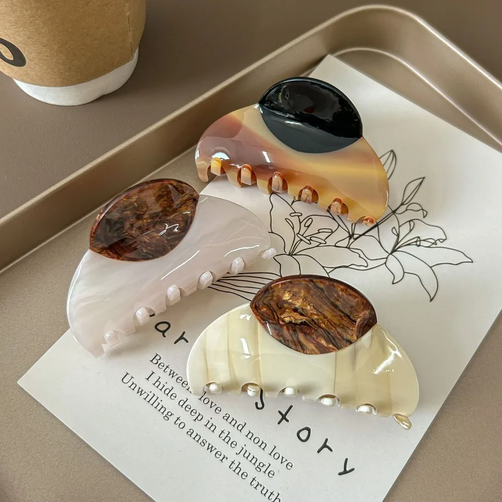 

Acrylic Half-circle Hair Claw Gradient Contrast Color Acetic Acid Shark Clip Korean Style Retro Retro Hair Carb Clip Women