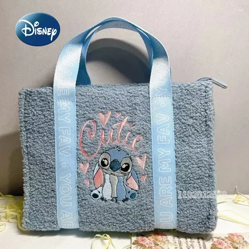 Disney Stitch New Plush Handbag Luxury Brand Fashion Women's Shoulder Messenger Bag Cartoon Cute Mini Embroidery Women's Bag