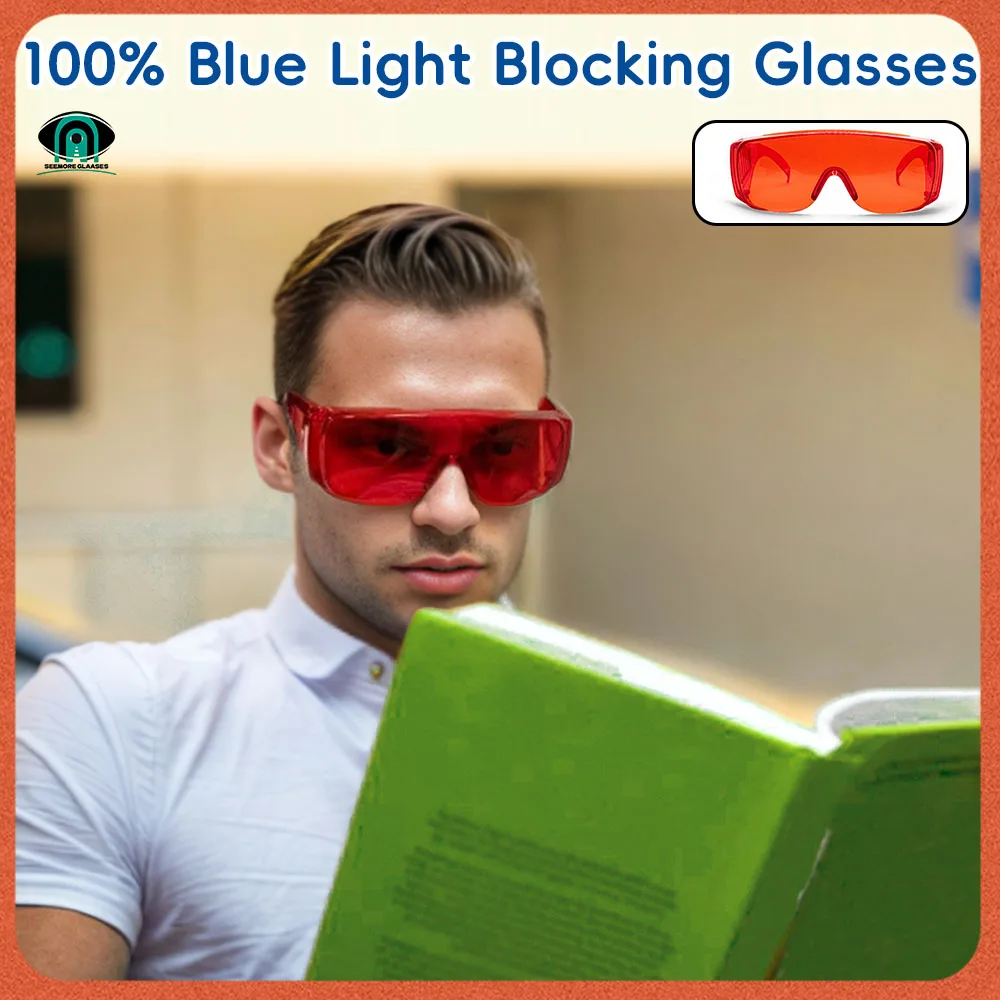 

blue light blocking orange-red Lens goggle Glasses 100% Green light Blocking Fashions style Men Women Computer Reading goggle