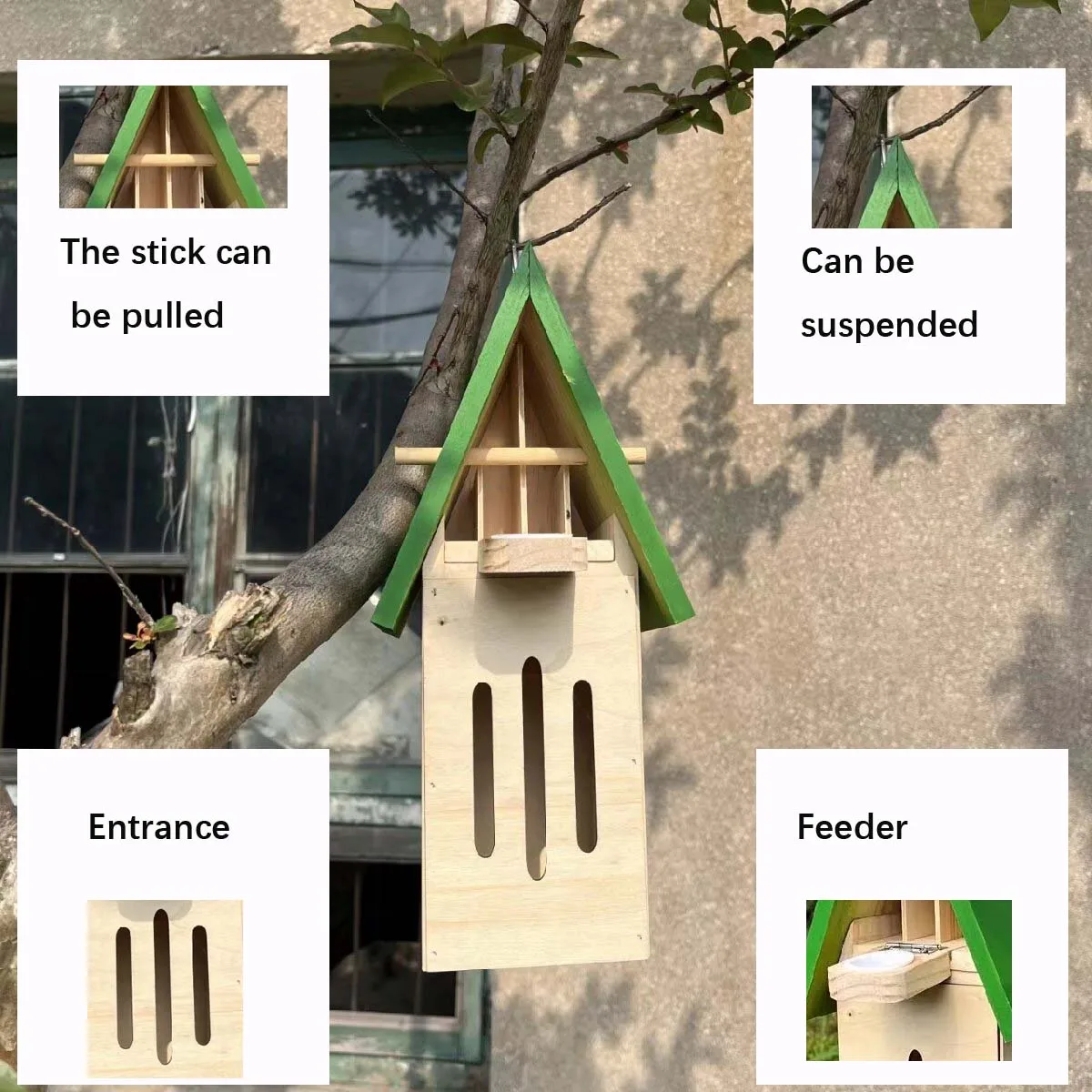 Wooden Butterfly House Butterfly Room Garden Decoration Outdoor Green Roof Can Be Planted in the Ground Butterfly House 1 Piece