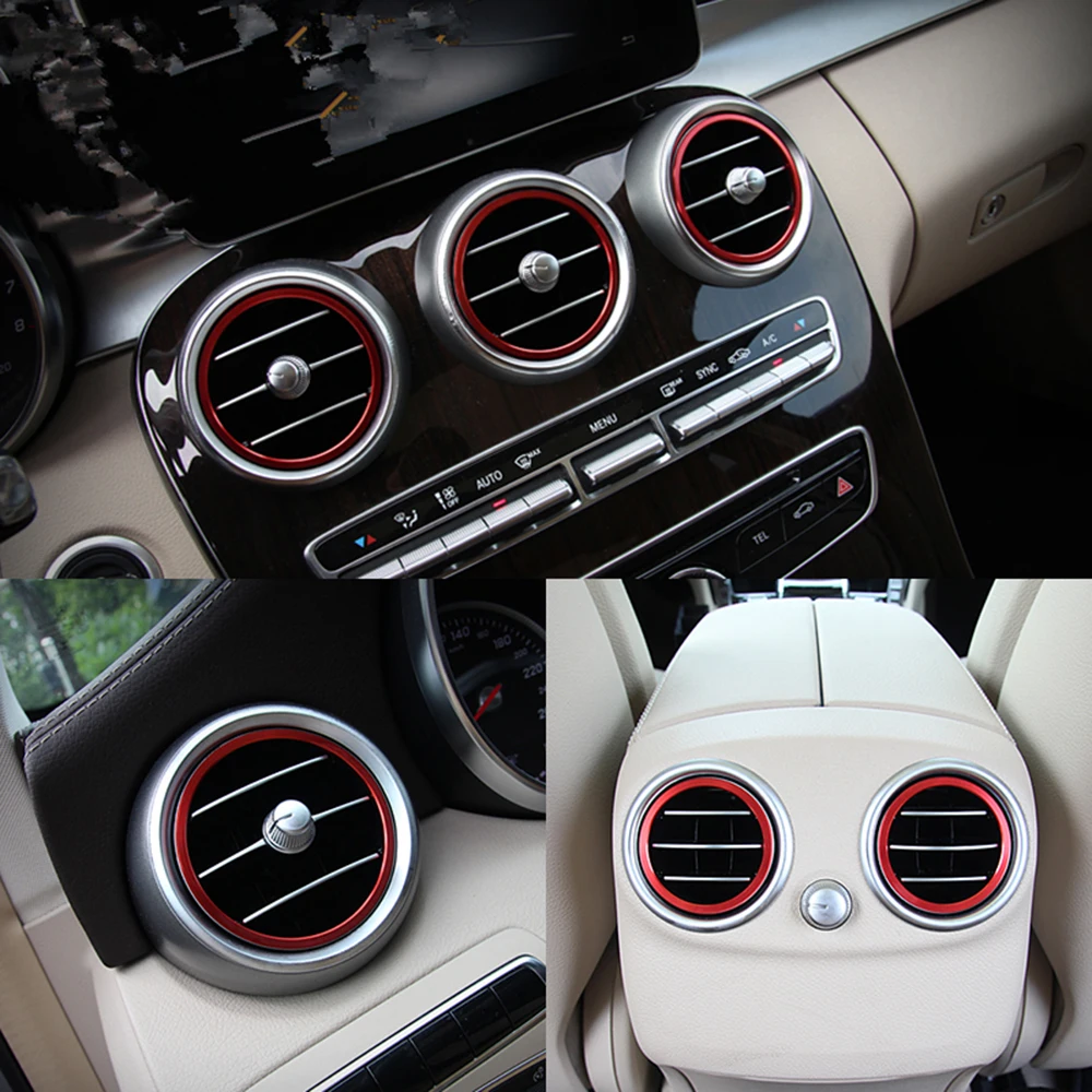 1PCS For Mercedes Benz C GLC Class C180 C200 C300 GLC250 MB X253 W205 AC Panel Outlet Decoration Cover Sticker