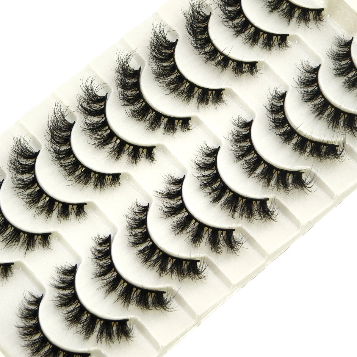 Eyelash Extension Wispy Look - 10ペア フェイクミンクミックスまつげ ミンク風ふわふわつけまつげ ナチュラルロング ドラマティックまつげ ふんわりつけまつげ