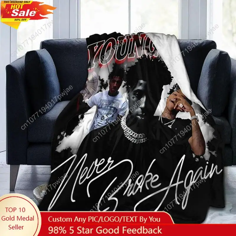 

Vintage Style YoungBoy Never Broke Again Graphic Print Design Plush Blanket - All Season Comfortable Sofa Bedroom Office Trave