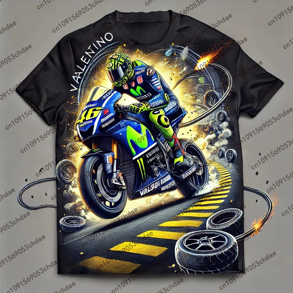 2024 Hot Selling Ai Valentino Rossi Moto Cycling 3D T-shirt Kids Adult Summer Fall Outdoor Breathable Sports Riding Training Tee