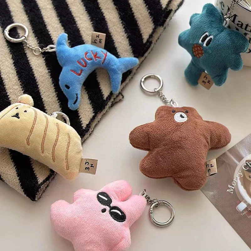 

Funny Sunglasses Rabbit Plush Toys Keychain Cute Small Bear Doll Keyring Creative Dolphin Keychain For Bag Pendant Korean Style