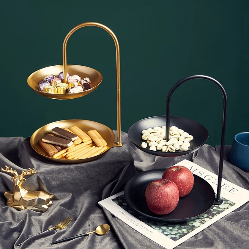 

A01F-Double Layer Fruit Snack Storage Tray Cake Rack Home Party Dessert Holder Wedding Decor Living Room Kitchen Tools