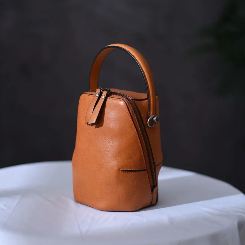 Johnature High Quality Women\'s Bucket Bag Fashion Handbag 2024 New Genuine Leather Retro Natural Soft Cowhide Shoulder Bags