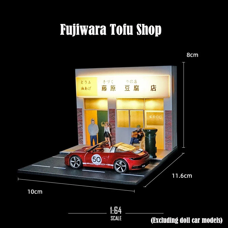 1: 64 Miniature Convenience Store Supermarket Architectural Street View Scene Model Micro Light Decoration