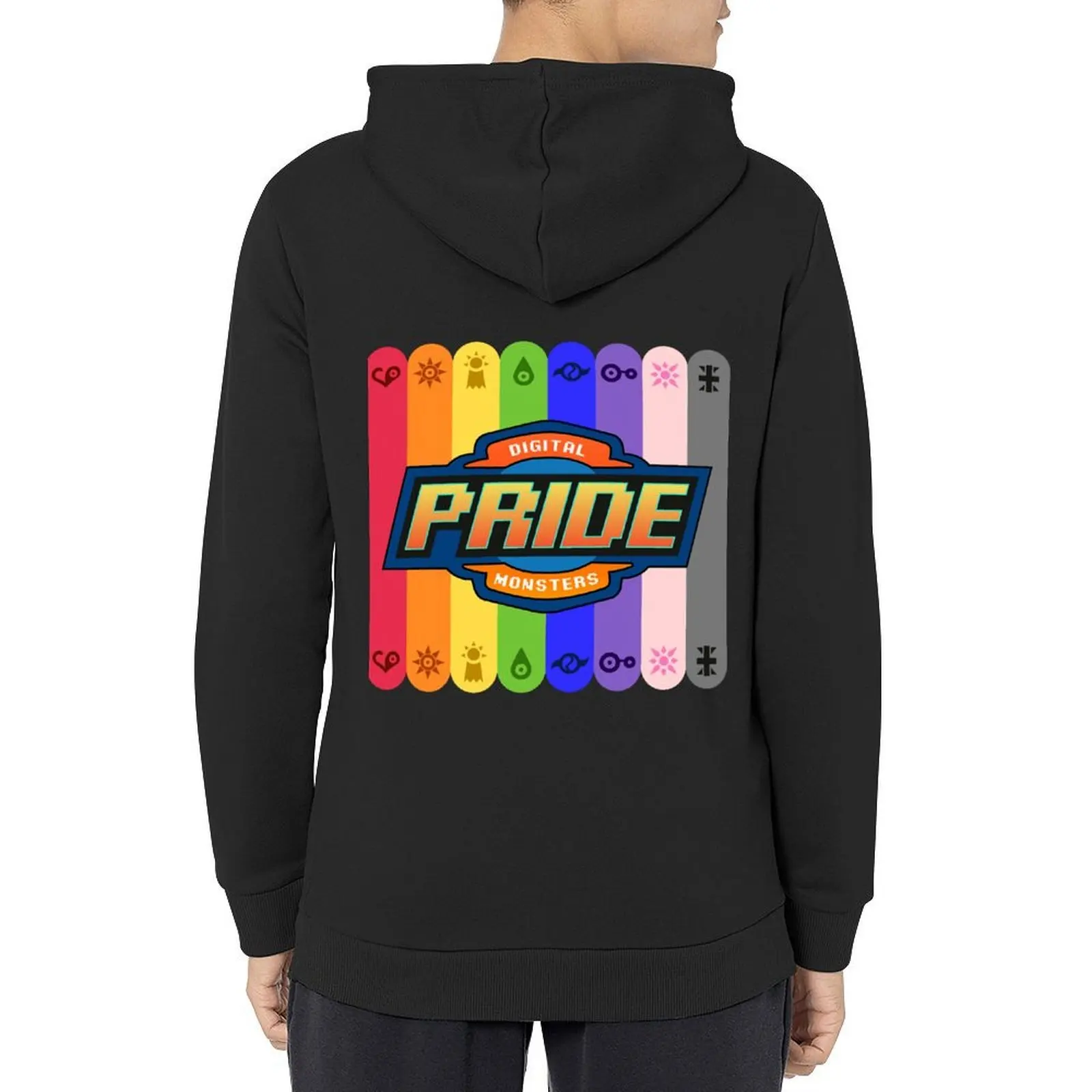 ملابس Digimon Pride بغطاء للرأس للرجال ملابس رجالية عصرية للرجال على الطراز الياباني بقلنسوة كبيرة الحجم