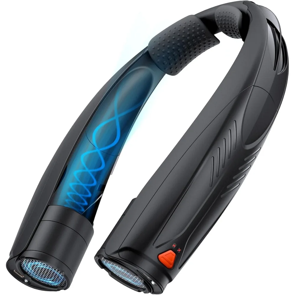 

Перезаряжаемый вентилятор для шеи, 6 скоростей, 20 часов работы, охлаждение на 360°, LED-подсветка, для путешествий и кемпинга, без использования рук