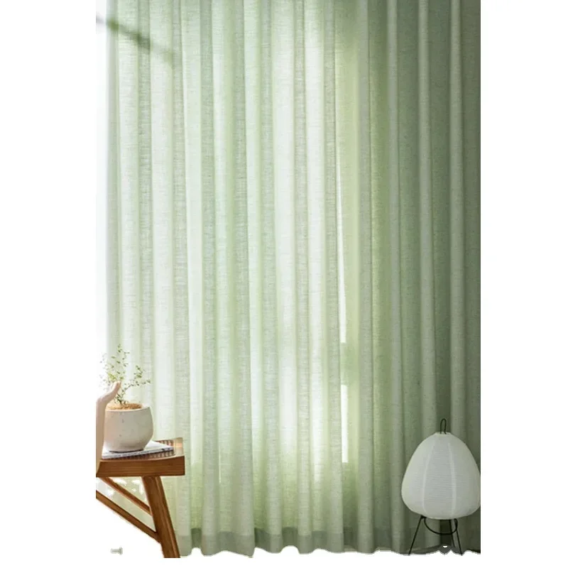 American Minimalist Trend Curtains for Living Room Bedroom Dining Room Linen Curtains Solid Color Customized Blackout Curtains