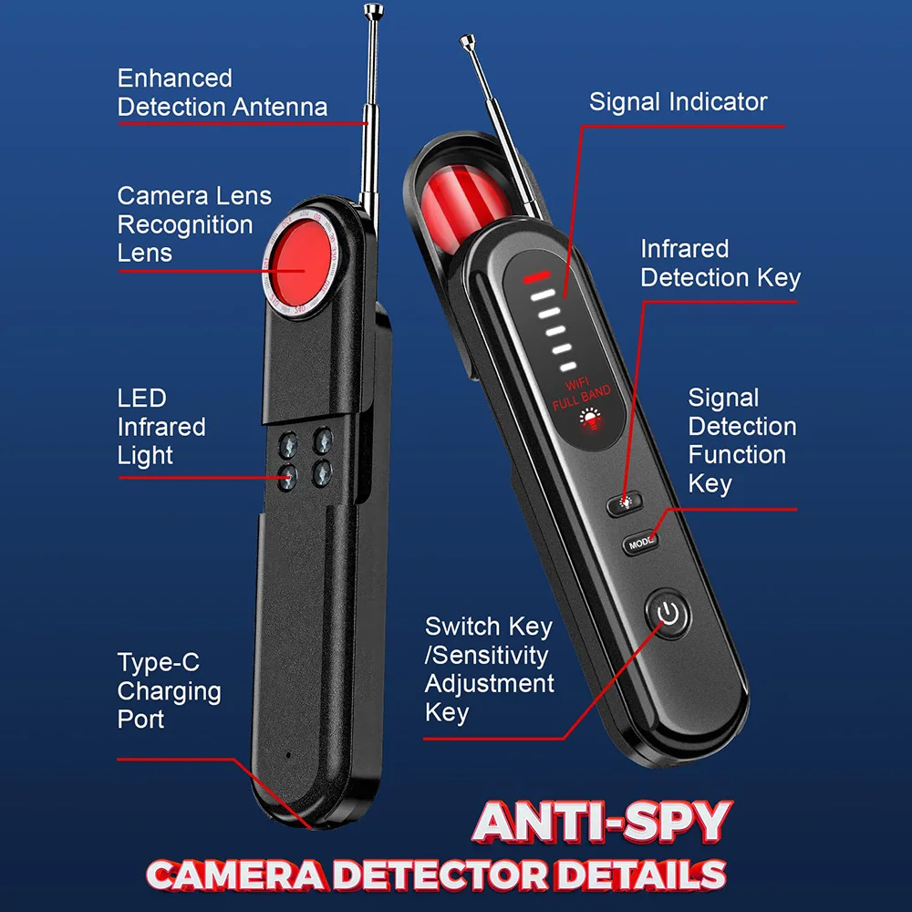 Détecteur de caméra cachée pour caméra cachée, détecteur Anti-espion, GPS professionnel, écoute électronique, dispositifs de recherche, Protection de sécurité