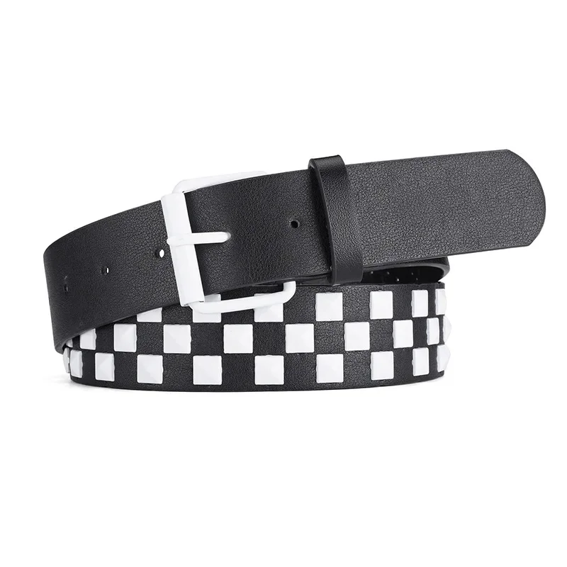 Fashion Waistband Square Studded Pyramid Belt Punk Rivets Belt for Women Men Jeans Decoration