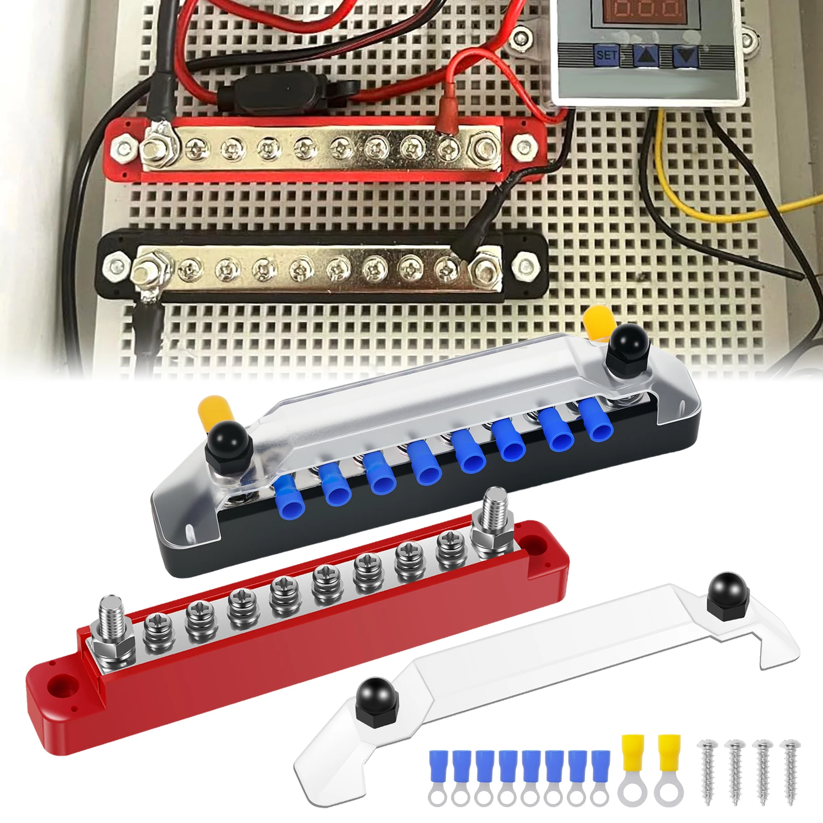 Stainless Steel Bus Bar Marine Simplify Wiring Power Distribution Block Space Saving Battery Buss Bar High Security for Boat