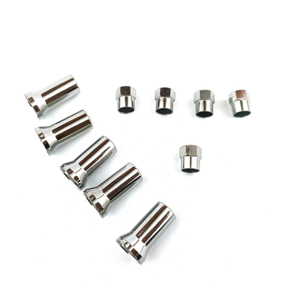 10Pcs TR413/TR414 Chrome Car Truck Tire Wheel Tyre Valve Stem Hex Caps with Sleeve Covers Left Right Front Rear Auto Accessories