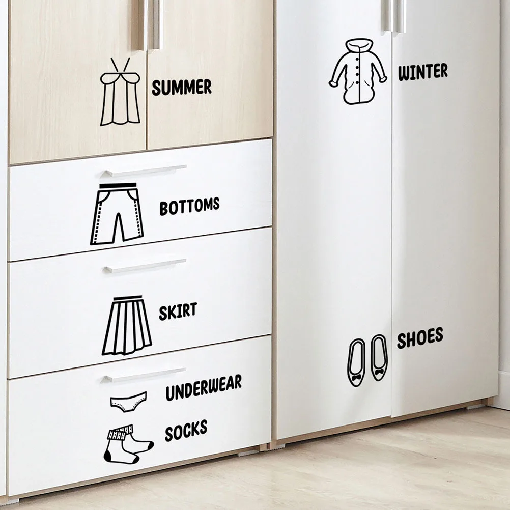 

3Pcs Clothing Sort Stickers Drawer Labels Clothes Organization Decals Laundry Sorting Wall Stickers Removable