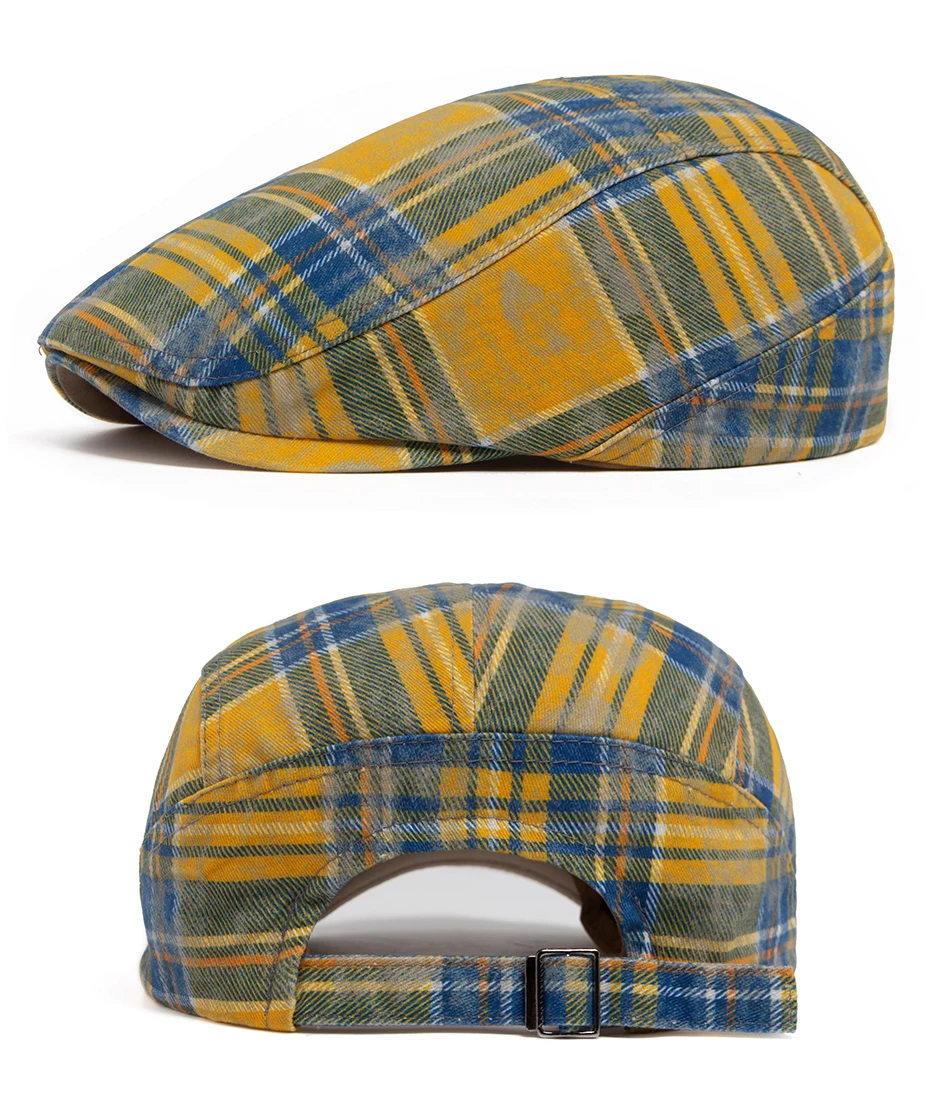 Dünne Plaid Baskenmütze Frauen Männer Mode Vintage Visier Hut Casual Weibliche Newsboy Caps Retro Flache Kappe Für Sommer Frühling Herbst Neue – Detail 8