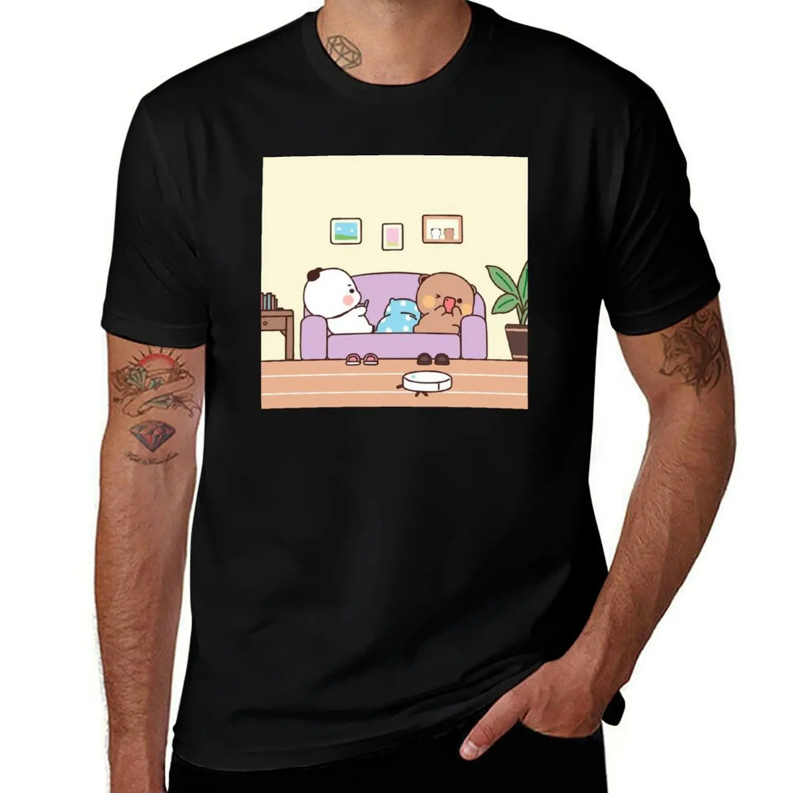 

Dudu Couple Lover In Sofa Relaxing T-Shirt boys animal print Luxury man blanks boys whites T-shirts for men cotton
