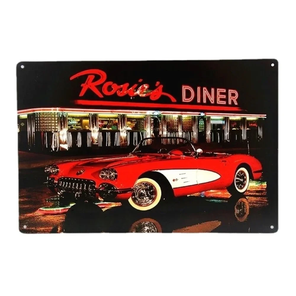 -Rosie's Diner CLASSIC CAR TIN SIGN Lewis Metal Wall Decor Vtg Garage