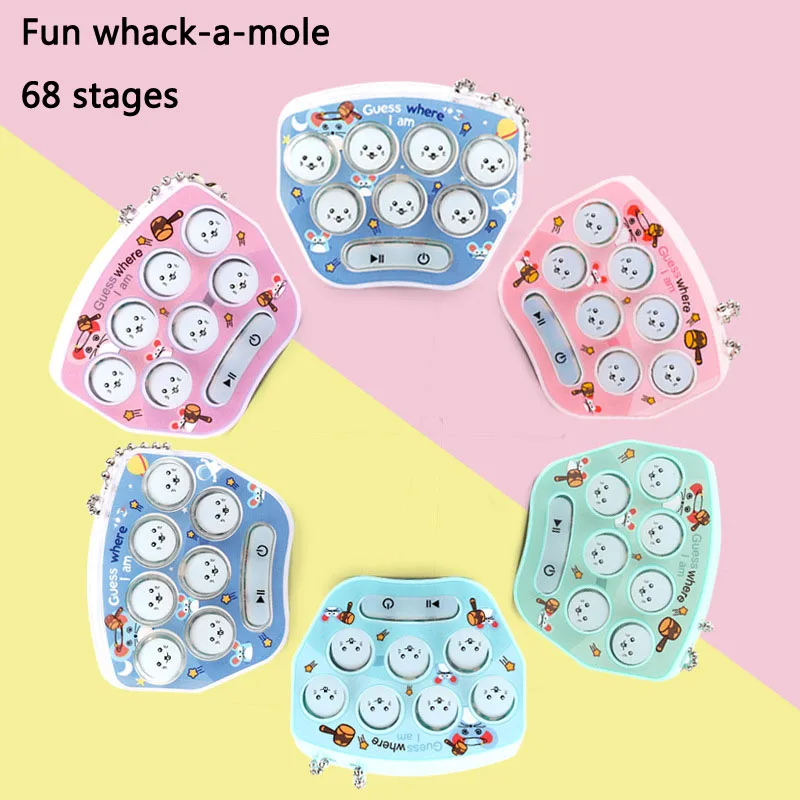 Mini Pocket Whack-a-mole Game Console Adult Children Parent-child Interactive Leisure Puzzle Cute Cartoon Toy with Keychain