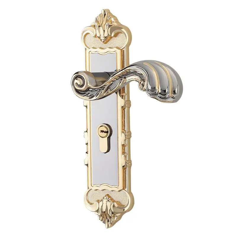 

The latest model, pastoral indoor silent solid wood door handle, titanium black gold aluminum alloy small 50 mechanical handle