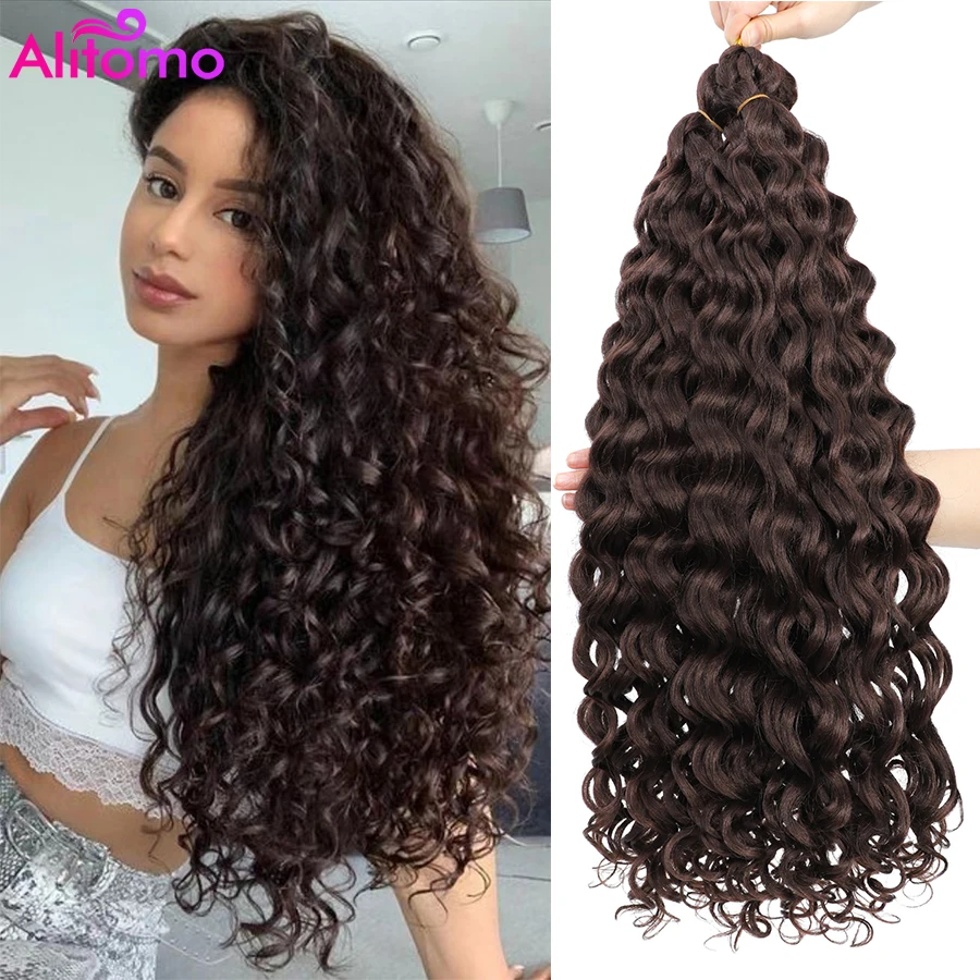 Alitomo Ocean Wave Crochet Wavy Hair Synthetic 18/24Inch Hawaii Curly Braiding Hair Blonde Goddess Locs Crochet Hair for Women