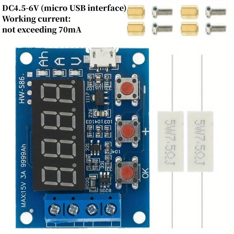 ZB2L3 Battery Tester LED Digital Display 18650 Lithium Battery Power Supply Test Resistance Lead-acid Capacity Discharge Meter