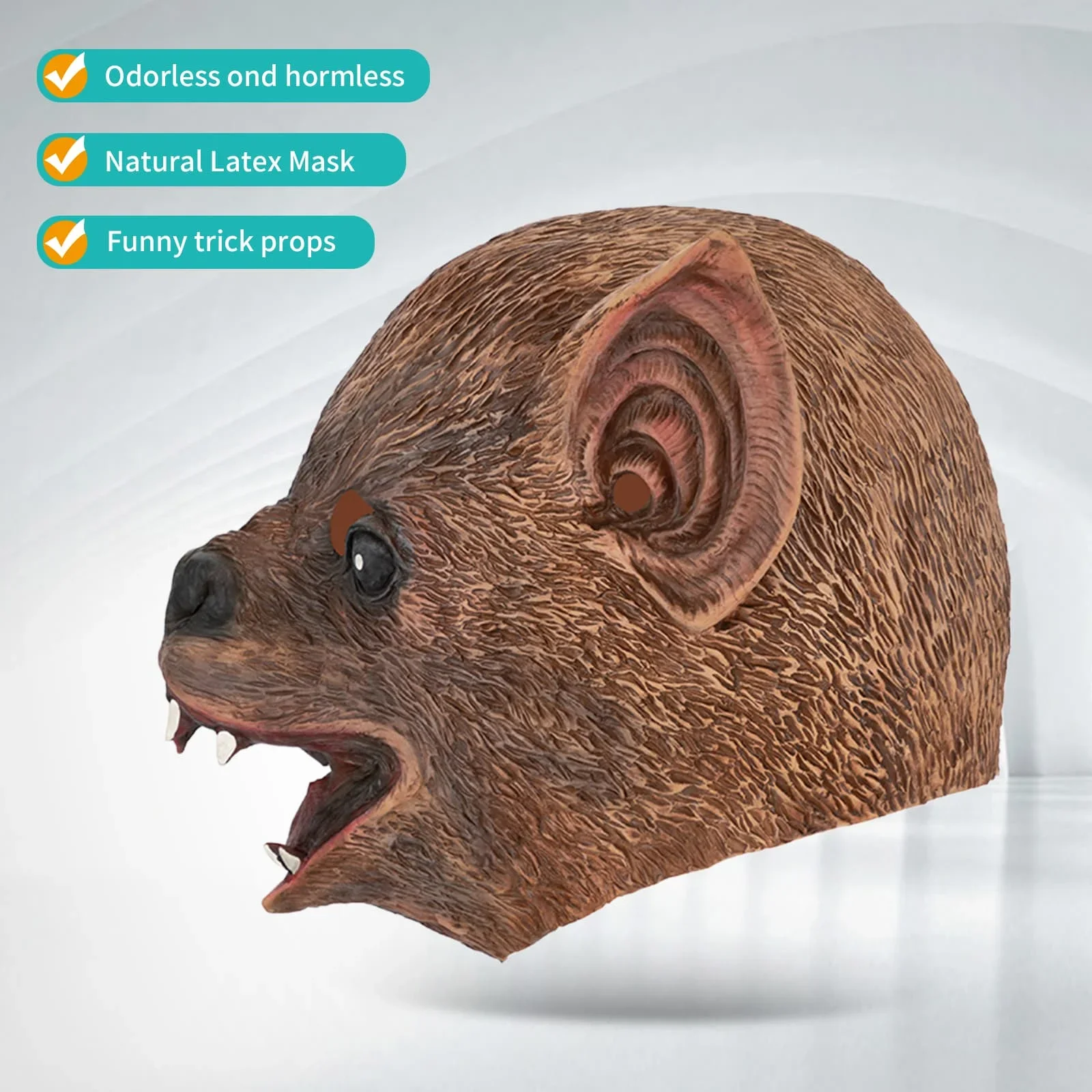 قطعة واحدة من قناع الخفافيش الواقعي للغاية، قناع تنكري لحفلات الهالوين، دعائم لعب الأدوار، مادة اللاتكس