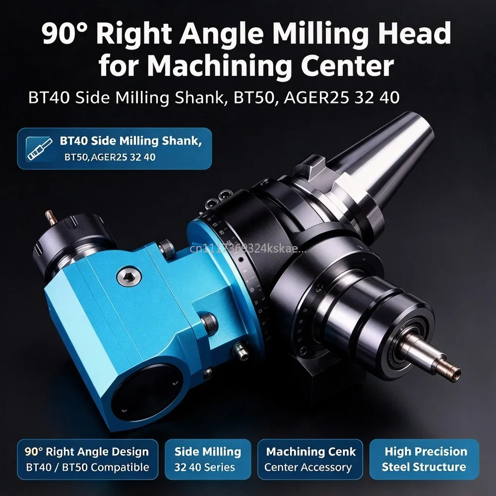 90° Right Angle Milling Head for Machining Center, BT40 Side Milling Shank BT50 AGER25 32 40