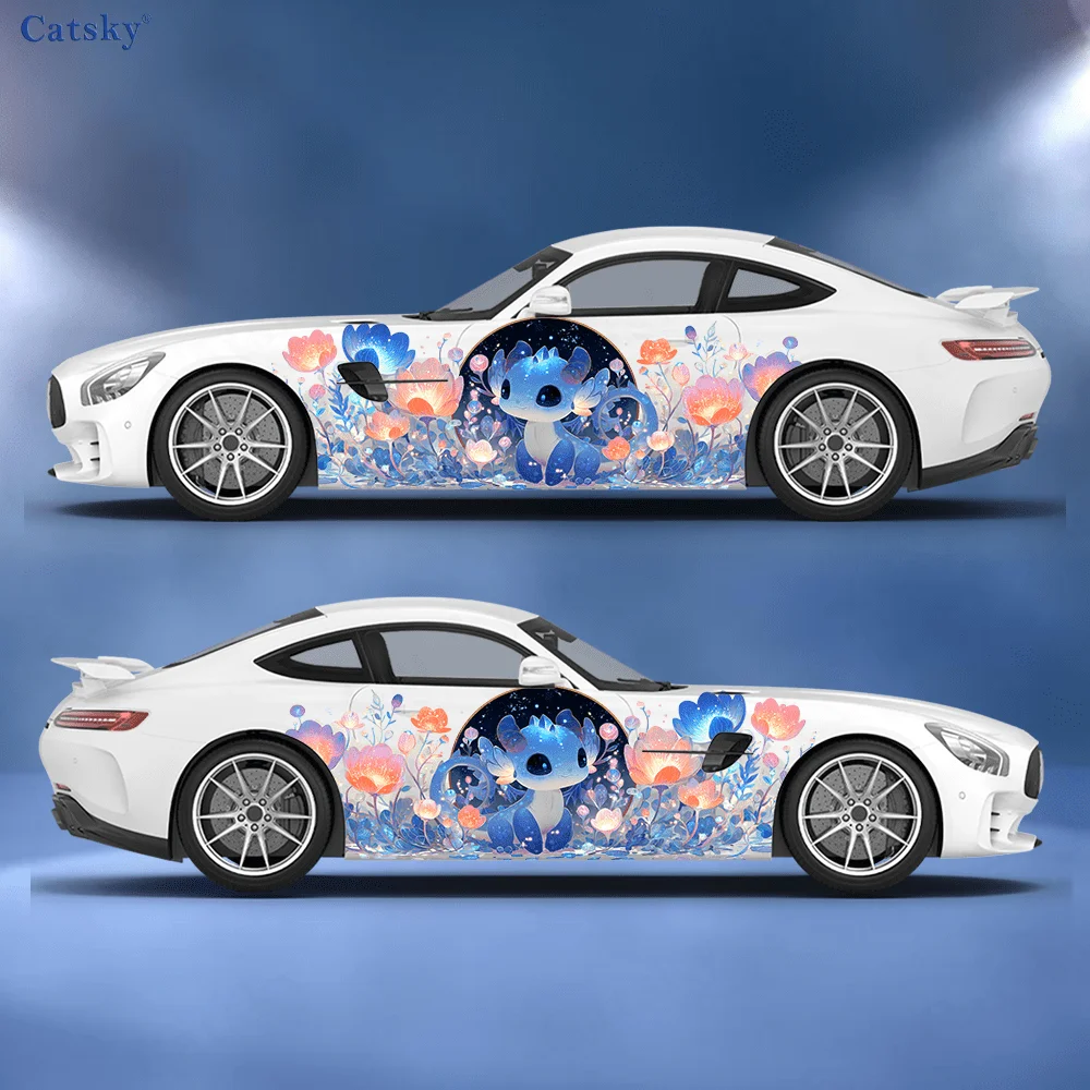 

Fantasy mirror with a little blue dragon sticker, suitable for cars and trucks, durable, fade-resistant, easy to install and rem