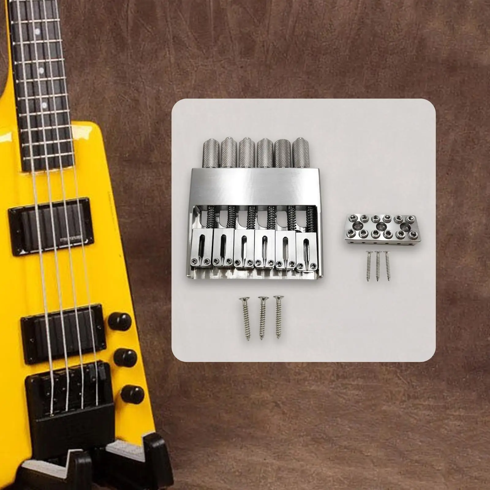 

Stainless Steel Headless Electric Guitar Bridge with String Plate and Tools for Electric Guitar Kit