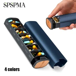 1Pcs 7 Day Weekly Metal Pill Organizer Travel, Premium Aluminum Daily Pill Box, Large Capacity Pill Holder for Supplements,Pills