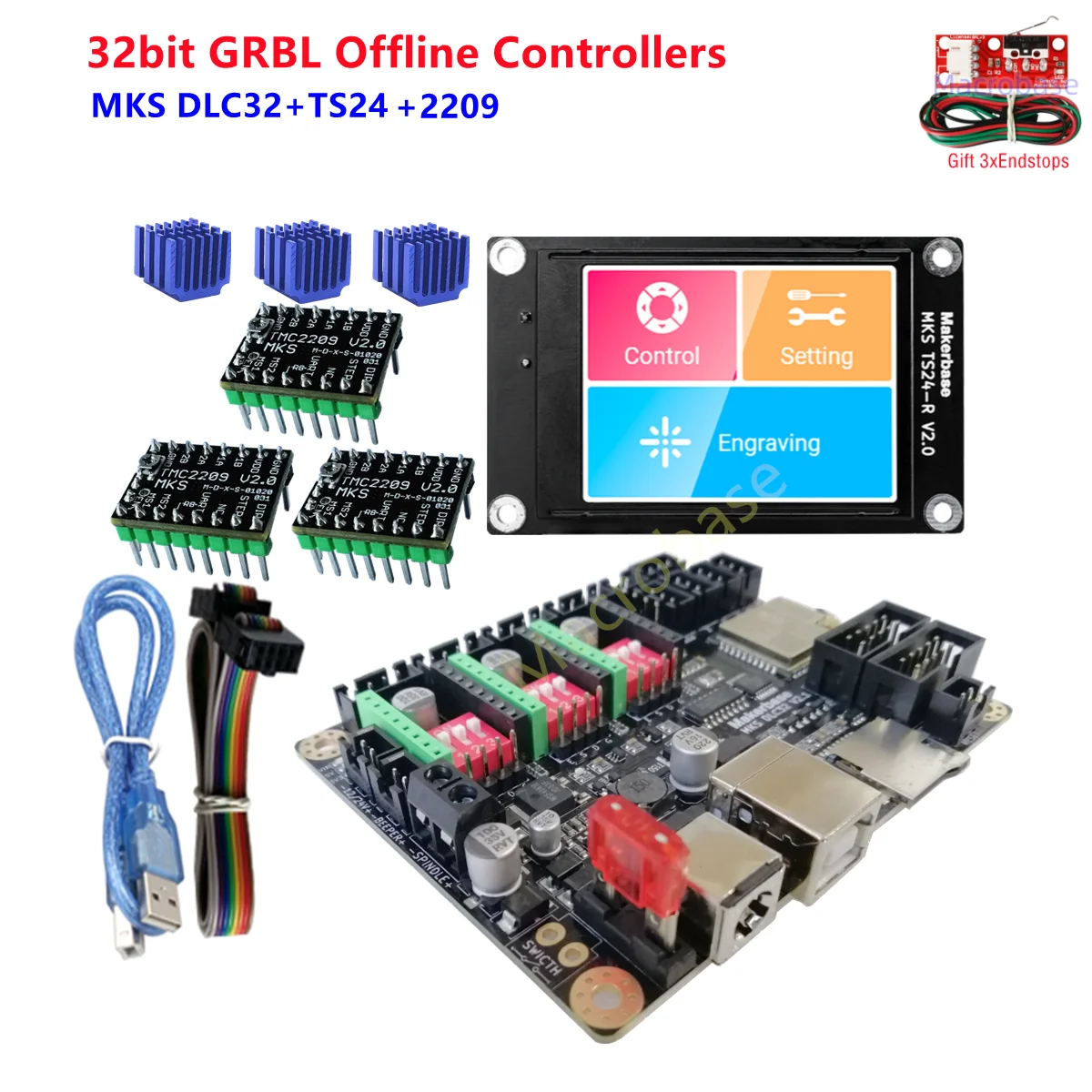 CNC3018 PRO 3020 MAX offline controller GRBL 32 bits control card MKS DLC32 TS24-R touch screen CNC mahine DIY parts