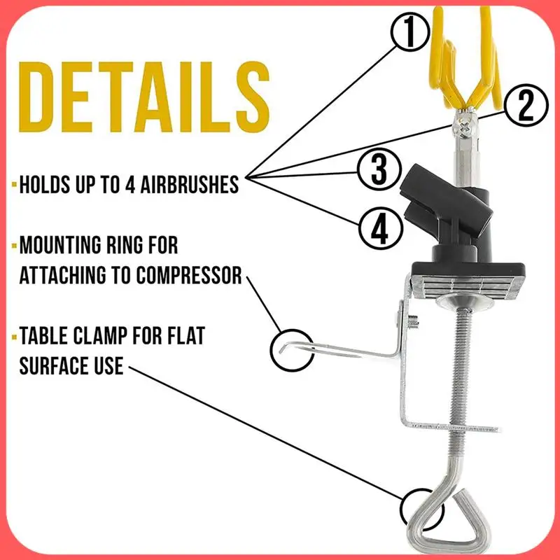 A76I-Kit 4 Mount Airbrush Tabletop Bench Station For Airbrush 360 Degree Swivel Tilt Set
