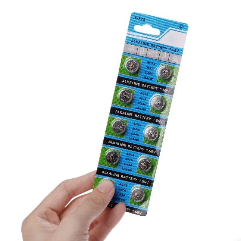 F62C 10Pcs AG13 Button Cell Batteries 1.55V A76 LR44 357A S76E Alkaline Button Batteries for Remote Control