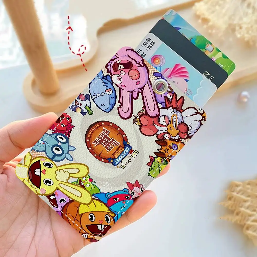 Happy Tree Friends Bank Card,Subway, Bus Card Holder Keychain Key Ring Door Access Tags ID Card Case Keychain Access