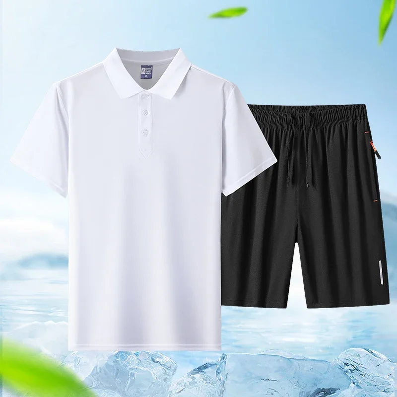 

Summer Men's Shorts Sets Short Sleeve Lapel Business Casual Polo Shirt Suits Men Tracksuit T-shirt Two Piece Casual Sportswear